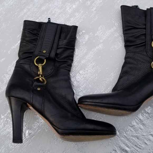 Coach Leather Boots with gold clasp - Picture 4 of 7